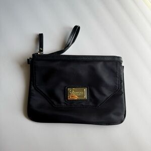 Black Nylon Wristlet with Gold Plaque Accent Laundry by Shelli Segal Los Angeles
